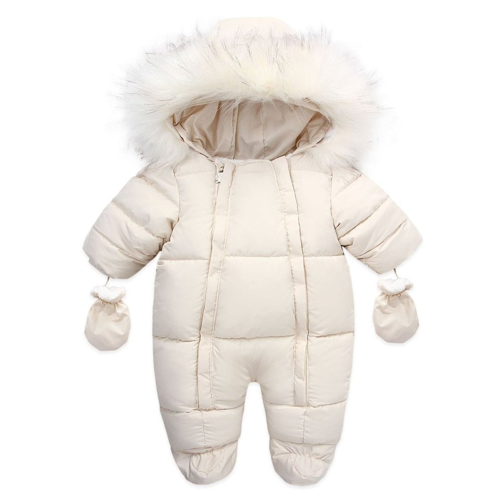Baby Winter Snowsuit Hooded Coat Double Zipper Fur Collar - Jaden's Brand