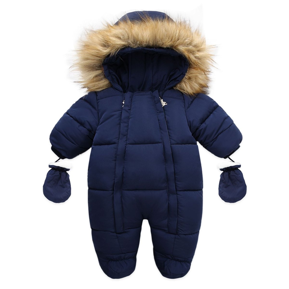Baby Winter Snowsuit Hooded Coat Double Zipper Fur Collar - Jaden's Brand