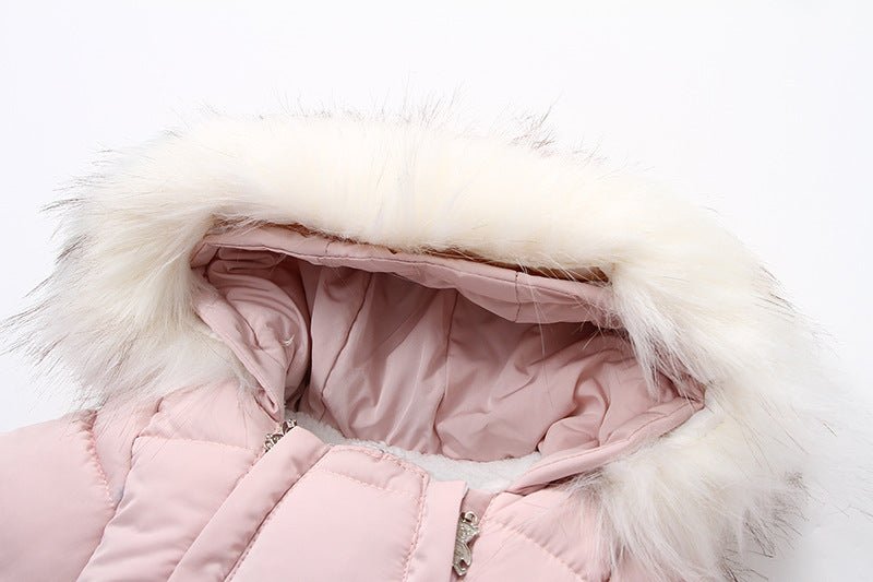 Baby Winter Snowsuit Hooded Coat Double Zipper Fur Collar - Jaden's Brand