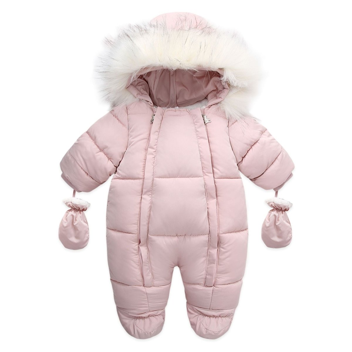 Baby Winter Snowsuit Hooded Coat Double Zipper Fur Collar - Jaden's Brand