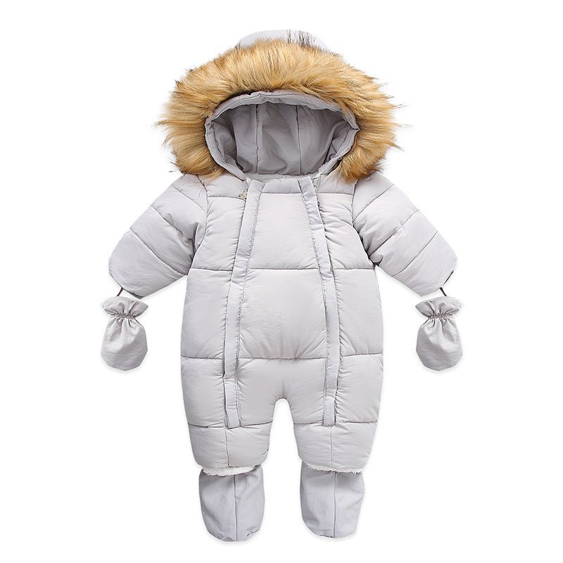 Baby Winter Snowsuit Hooded Coat Double Zipper Fur Collar - Jaden's Brand