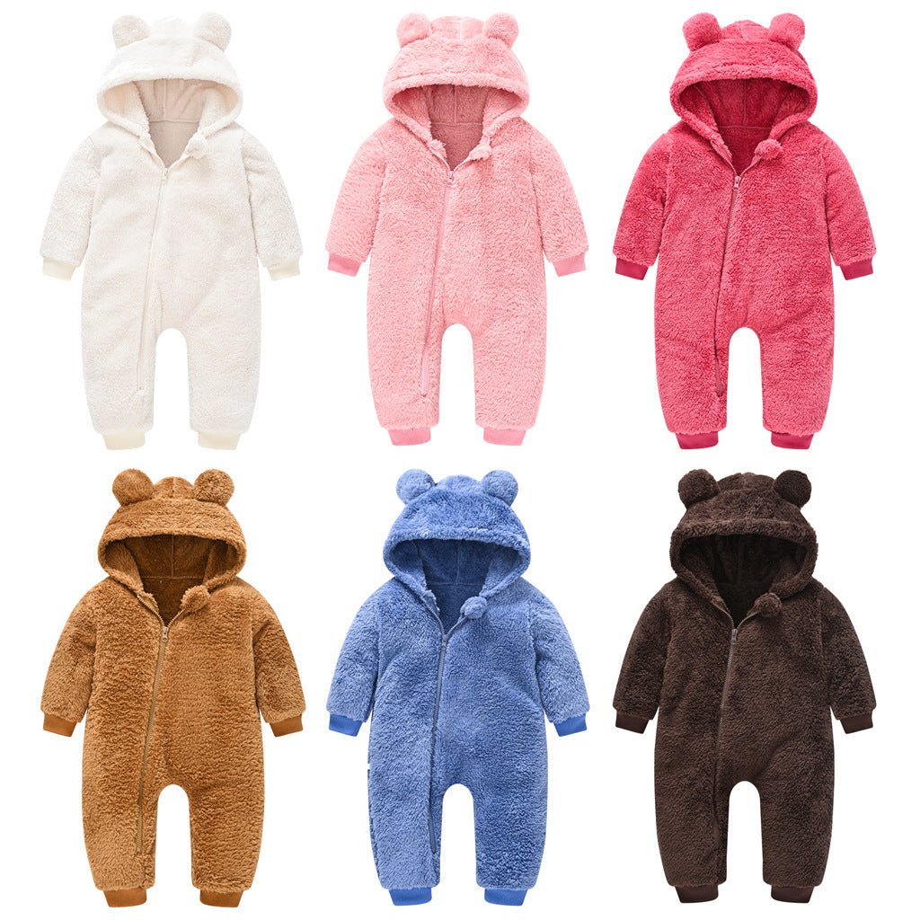 Newborn Baby Fleece Hooded Romper Snowsuit - Jaden's Brand